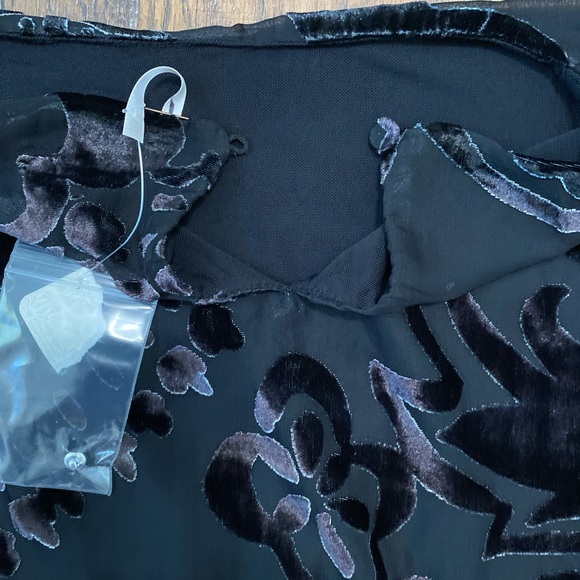 Free People Women Mini Dress XS Black Manuka Burnout Velvet Mini A Line - Picture 6 of 16